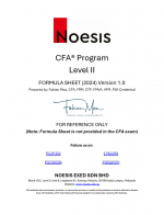 Noesis CFA Level 2 Formula Sheet 2024